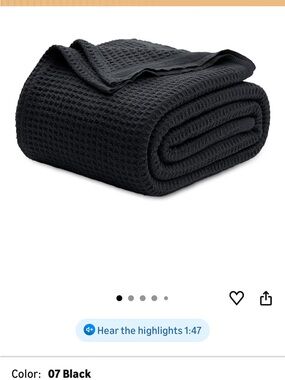 Black Waffle Knit Throw Blanket
